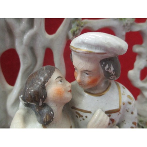 270 - MEISSEN STYLE CHINA FLATBACK ORNAMENT OF TWO LOVERS