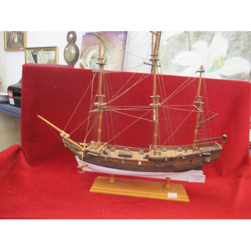 275 - WOODEN MODEL OF  FRIGATE SHIP  WITH INTRICATE DETAIL