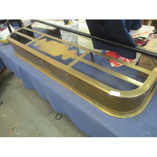 290 - GEORGIAN LARGE SOLID BRASS TRIVET FIRE FENDER