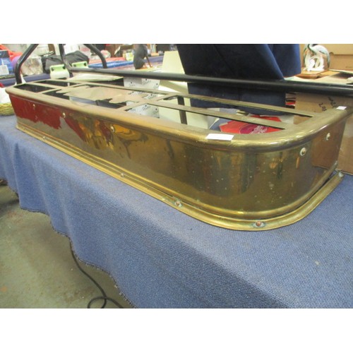 290 - GEORGIAN LARGE SOLID BRASS TRIVET FIRE FENDER