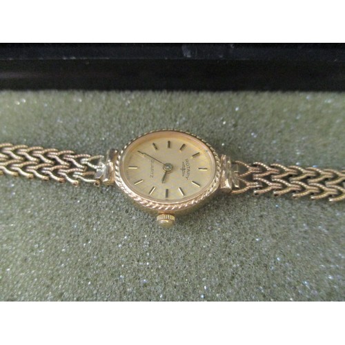 30 - 9CT GOLD ROTARY  LADIES WATCH BRACELET, BOTH GOLD, TOTAL WEIGHT 12g