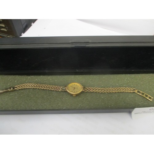 30 - 9CT GOLD ROTARY  LADIES WATCH BRACELET, BOTH GOLD, TOTAL WEIGHT 12g