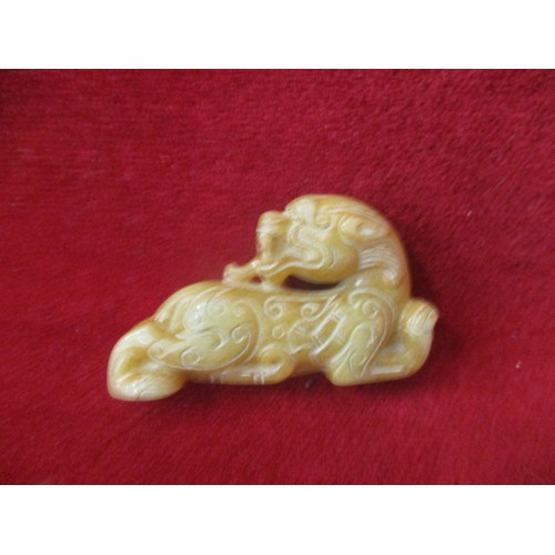 49 - VINTAGE CHINESE NATURAL JADE HAND CARVED DRAGON STATUE