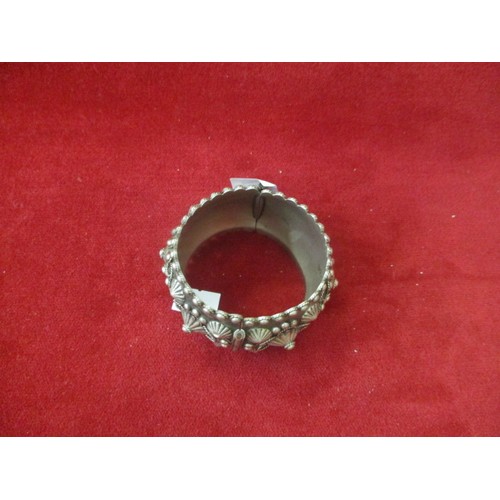 66 - SILVER METAL HEAVILY DECORATED CUFF BRACELET