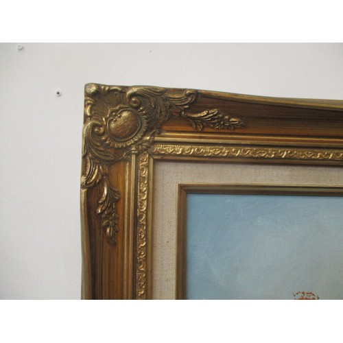 78 - LARGE RETRO TEXTURE OIL PAINTING IN A GOLD COLOURED ORNATE FRAME