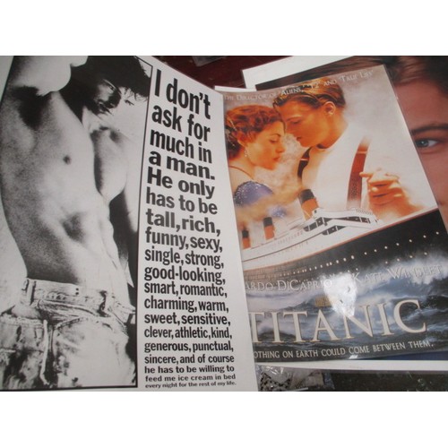 252A - 5 LAMINTED POSTERS INCLUDING LEONARDO DICAPRIO, TITANIC ETC