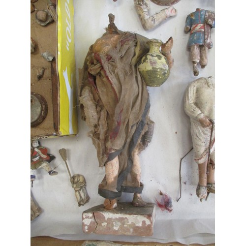 264 - LARGE COLLECTION OF INDIAN TERRACOTTA FIGURES IN NATIONAL COSTUME, IN NEED OF RESTORATION
