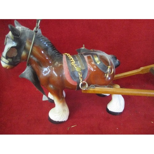 98 - CHINA HORSE & GIPSY WAGON 50CM TOTAL LENGTH