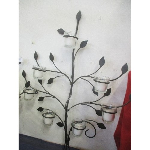 130 - PAIR OF METAL FLORAL DESIGN CANDLE HOLDERS