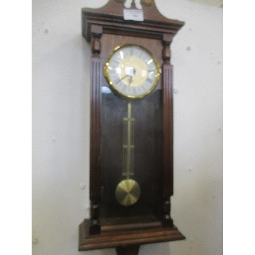 166 - WALL MOUNTED CLOCK WITH PENDULUM