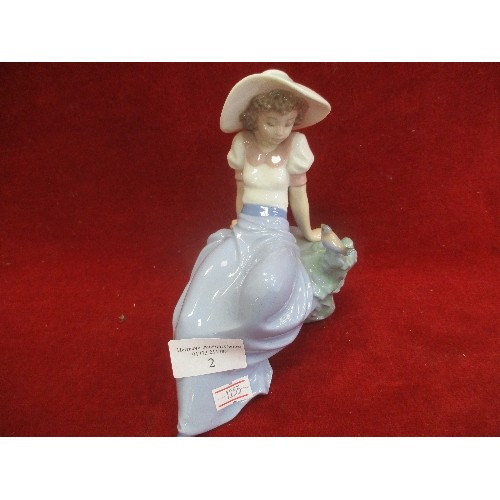 2 - LLADRO NAO FIGURE OF YOUNG LADY WITH A BIRD 15CM HIGH