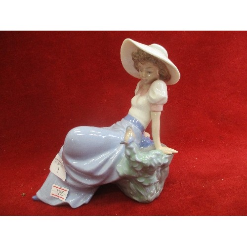 2 - LLADRO NAO FIGURE OF YOUNG LADY WITH A BIRD 15CM HIGH