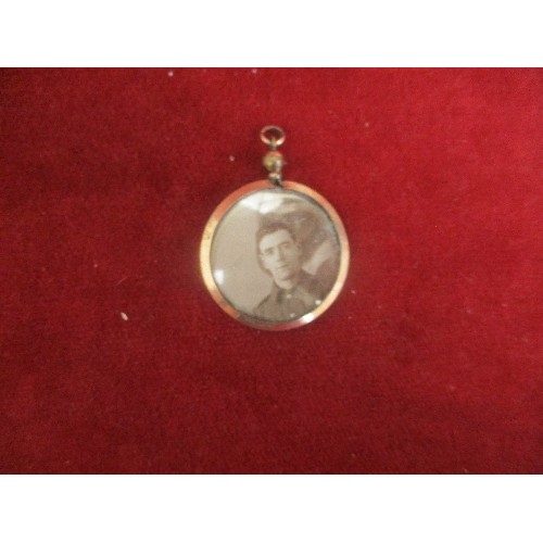 56 - ROLLED GOLD LOCKET WITH WW1 SOLDIER PHOTOGRAPHS