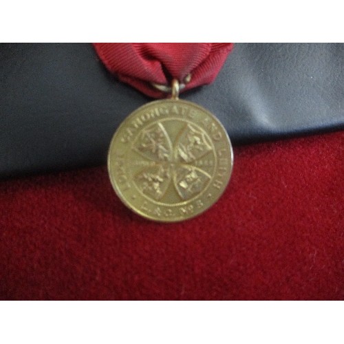 79 - A GOLD PLATED MASONIC MEDAL ON RIBBON & BAR FROM LODGE CANONGATE AND LEITH NO 5