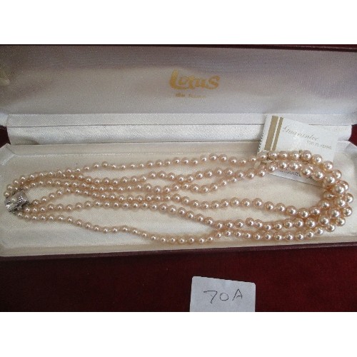 70A - LOTUS DE LUXE SIMULATED PEARL 3 STRAND NECKLACE