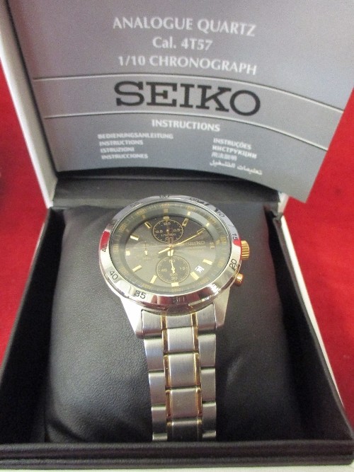 SEIKO CHRONOGRAPH 100M WRISTWATCH IN ORIGINAL BOX WITH INSTRUCTIONS
