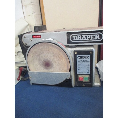 DRAPER BELT SANDER WITH BAG OF EXTRA PARTS