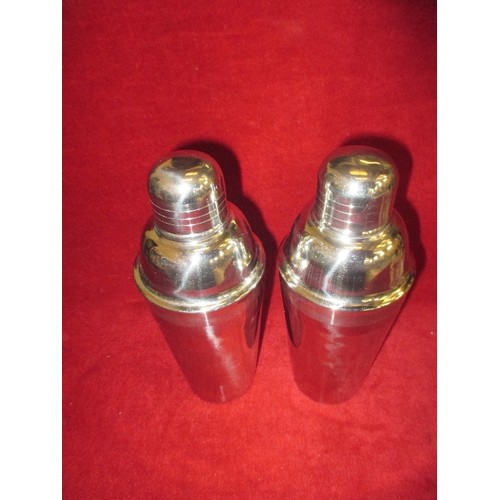 87 - PAIR OF CHROME PLATED COCKTAIL SHAKERS - AS NEW IN PACKAGING