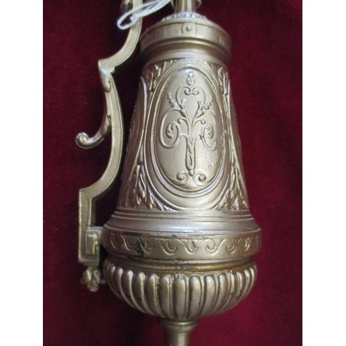 98 - VINTAGE FRENCH CAST METAL JUG ON ORNATE PLINTH - 53CM