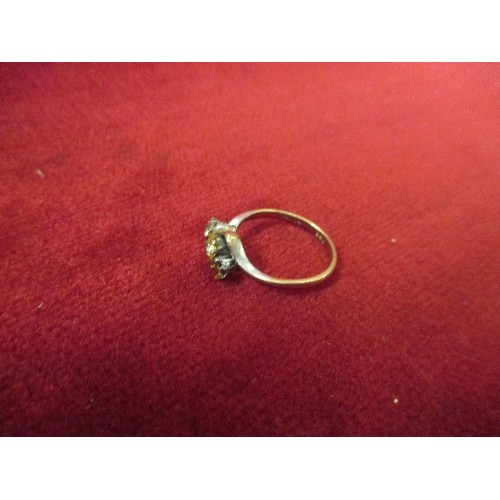 47 - 9CT GOLD RING WITH 2  SPINEL STONES (ONE MISSING)