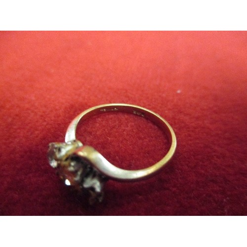 47 - 9CT GOLD RING WITH 2  SPINEL STONES (ONE MISSING)