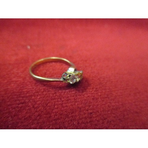 47 - 9CT GOLD RING WITH 2  SPINEL STONES (ONE MISSING)