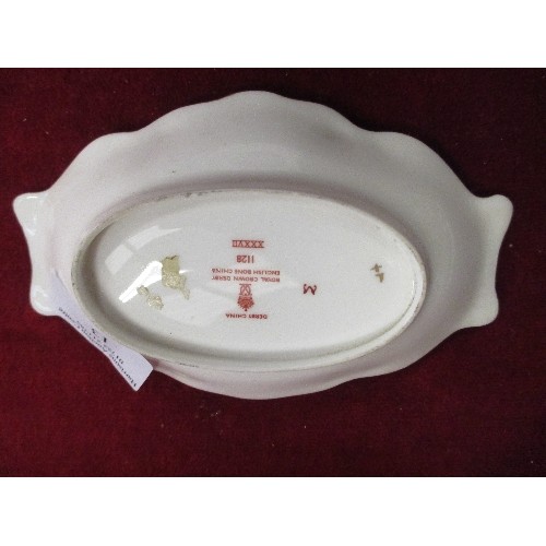 13 - ROYAL CROWN DERBY BONE CHINA PIN DISH - DATE MARK FOR 1974 -14CM LONG