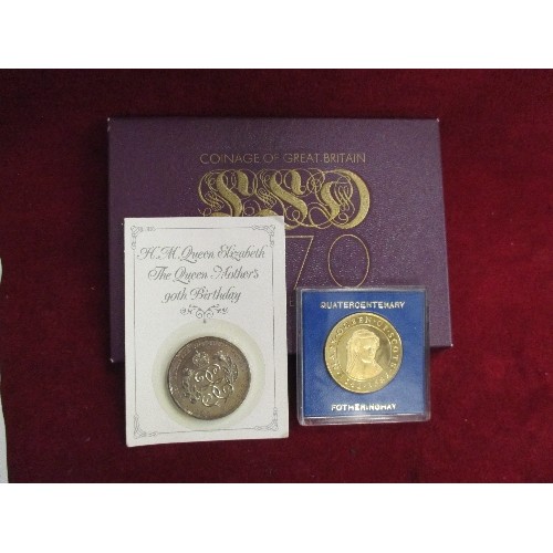 59 - 1970 COINAGE OF GREAT BRITAIN PROOF SET TOGETHER WITH A SOLID BRONZE MARY QUEEN OF SCOTS 400 YEARS F... 