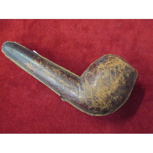 19A - MEERSCHAUM PIPE -BOWL ONLY -  WITH SILVER RIM - BIRM 1897 - IN ORIGINAL LEATHER CASE