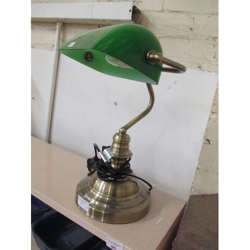 95 - BANKERS DESK LAMP WITH GREEN GLASS SHADE