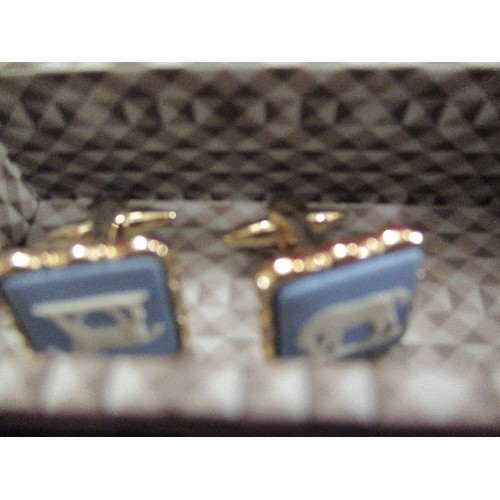 20 - 5 PAIR OF CUFFLINKS INCLUDING A WEDGWOOD JASPER PAIR WITH WHITE HORSE