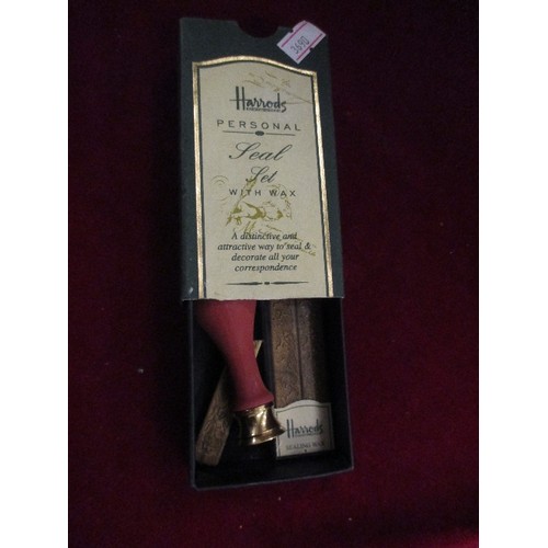 22 - HARRODS PERSONAL SEAL SET WITH GOLD COLOURED WAX STICKS - 