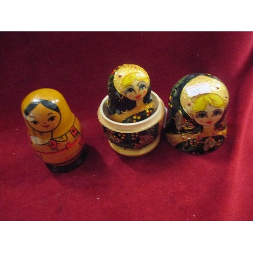 4 - 2 X RUSSIAN MATRYOSHKA NESTING DOLLS. THE LARGER ONE WITH 5 GRADUATED DOLLS, THE SMALLER ONE WITH 3 ... 