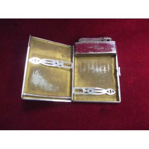 VINTAGE CHROME PLATED COMBINED CIGARETTE LIGHTER AND CIGARETTE CASE BY  COLIBRI, MONOPOL