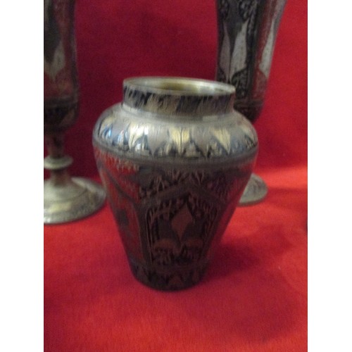 100 - 5 BRASS AND CLOISONNE VASES