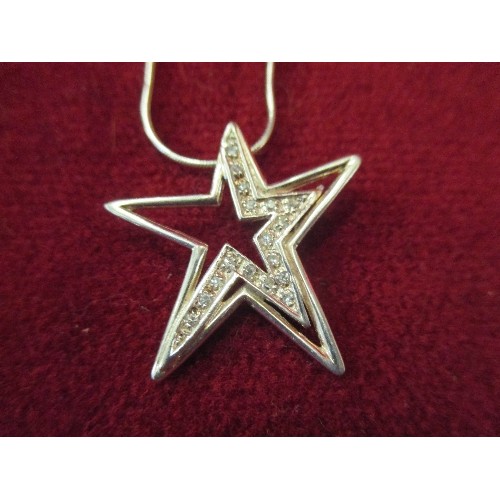 17 - SILVER 925 SNAKE CHAIN WITH STAR WITH WHITE STONES PENDANT 5.5G