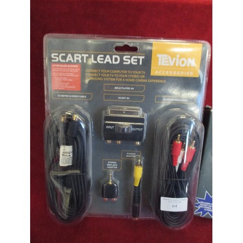 64 - SCART SELECTOR BOX & SCART LEADS, ALL NEW IN PACKAGING