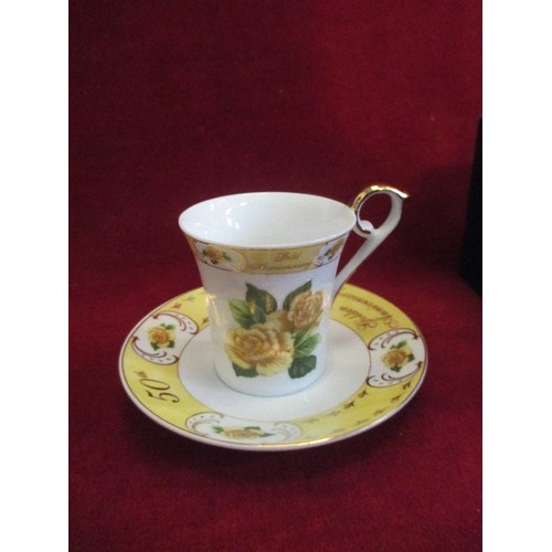 67 - BOXED AS NEW LEONARDO COLLECTON GOLD 50TH ANNIVERSARY PAIR OF CUP & SAUCER SET