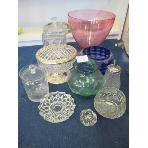 75 - JOB LOT OF COLOURED & CLEAR GLASS ITEMS