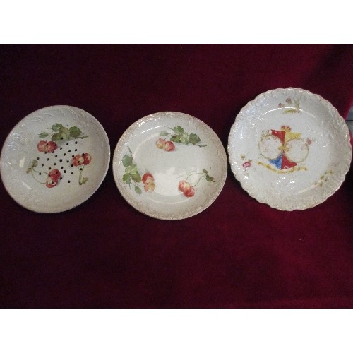 76 - 3 VINTAGE EMBOSSED & DECORATED CHINA PLATES