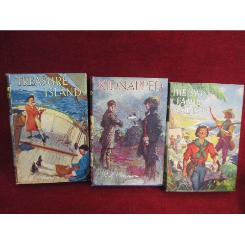 77 - 3 BLACKIES FAMOUS BOOKS: SWISS FAMILY ROBINSON, KIDNAPPED & TREASURE ISLAND