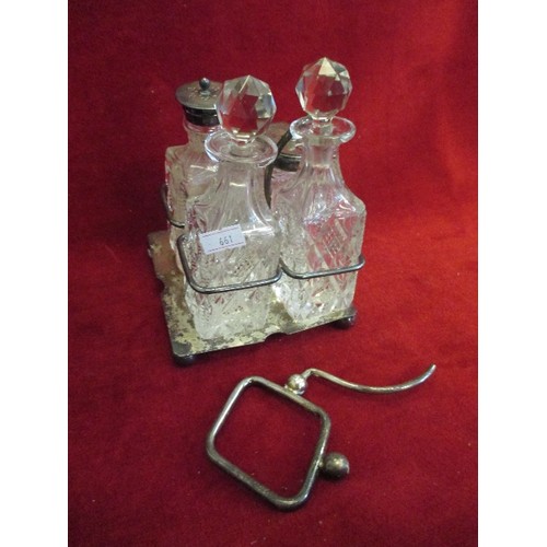 85 - VINTAGE SILVER PLATE CRUET SETS, ONE IN SHAPE OF A SWAN THE OTHER WITH A BROKEN HANDLE