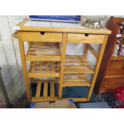 197 - 2-DRAWER TILE TOPPED KITCHEN TROLLEY