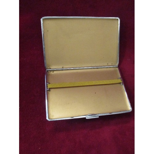 27 - VINTAGE SILVER PLATED ENGINE TURNED CIGARETTE CASE MARKED 