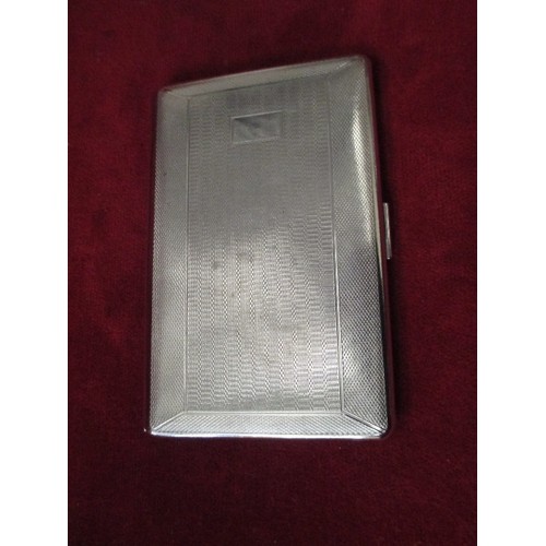 27 - VINTAGE SILVER PLATED ENGINE TURNED CIGARETTE CASE MARKED 