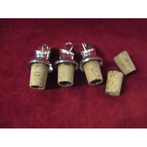 30 - 3 X SWEDISH SILVER PLATED WINE POURERS WITH CORK STOPPERS