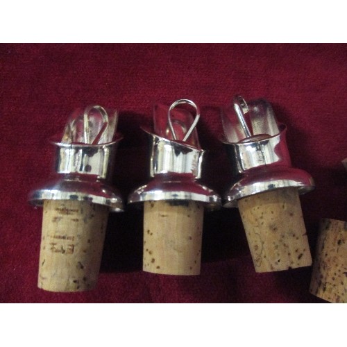 30 - 3 X SWEDISH SILVER PLATED WINE POURERS WITH CORK STOPPERS