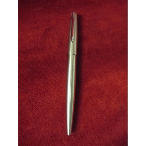 31 - PARKER 45 FLIGHTER BALLPINT PEN IN BRUSHED STEEL - WITH ORIGINAL CASE