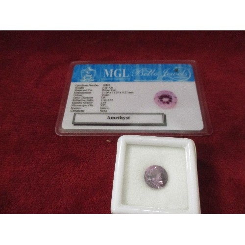 33 - 5.25CT GENUINE AMETHYST GEMSTONE WITH NUMBERED CERTIFICATE