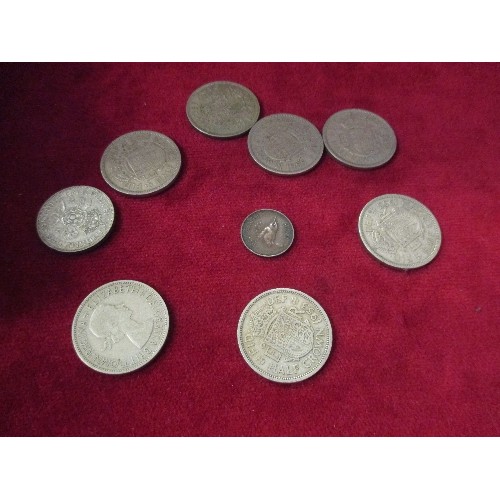 37 - BOX OF BRITISH COINS - MOSTLY GEORGE VI & ELIZABETH - HALF CROWNS, FLORINS, SHILLINGS ETC